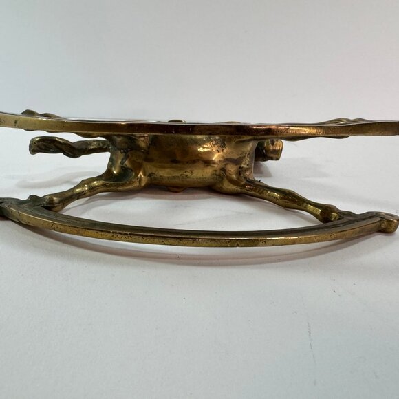 vtg Brass Rocking Horse Figurine w/ dull finish 5.25" tall - Picture 7 of 8
